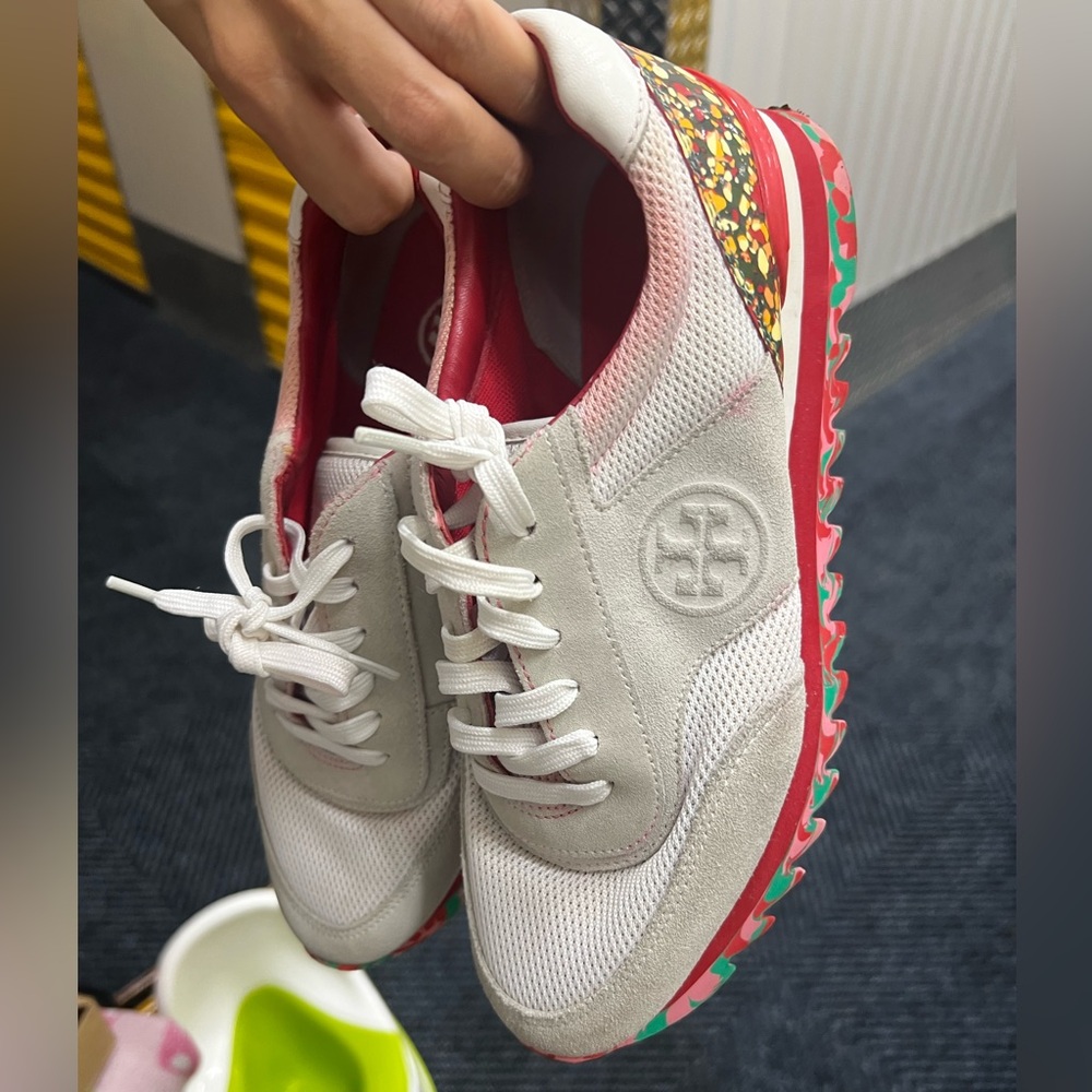 Tory Burch White and Pink Mesh Sneakers - Picture 5 of 6